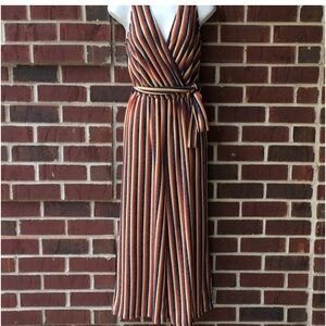 Lush striped jumpsuit soft and comfortable with belt